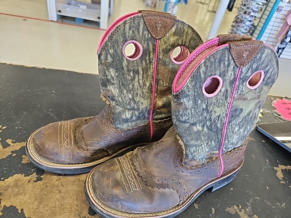 Ariat Fatbaby Cowgirl Western Pink Brown Camo Boots Womens Size 7.5B - 10006854